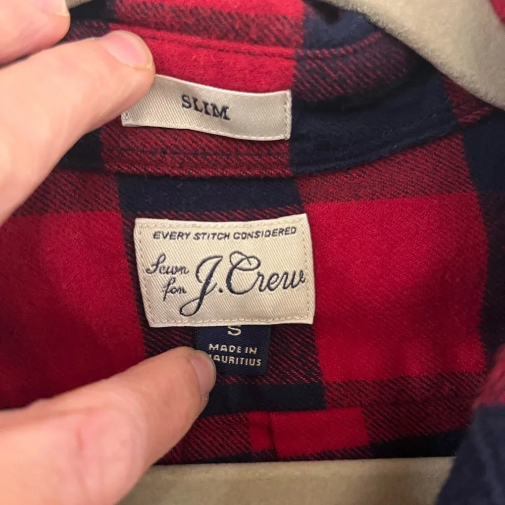 Jcrew Red and Navy Plaid Men's Flannel